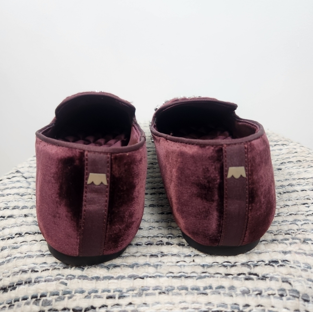 Birdies The Starling Maroon Velvet Crystal Loafer Flats Womens Size 7.5 - Picture 5 of 8